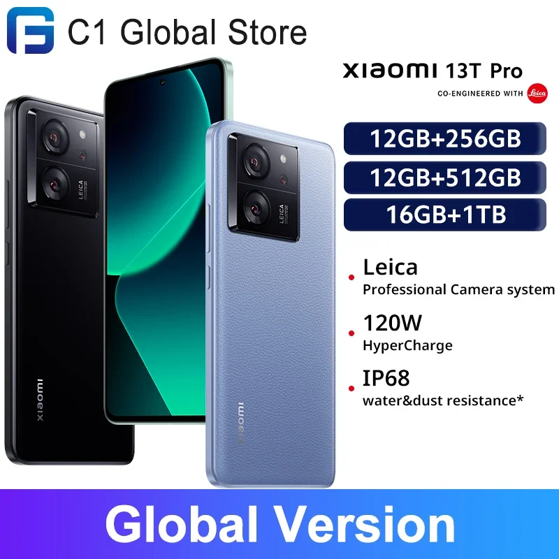 Global Version Xiaomi 13T Pro 5G 12GB 256GB 50MP Leica Camera 144Hz AMOLED Display 5000mAh Battery IP68