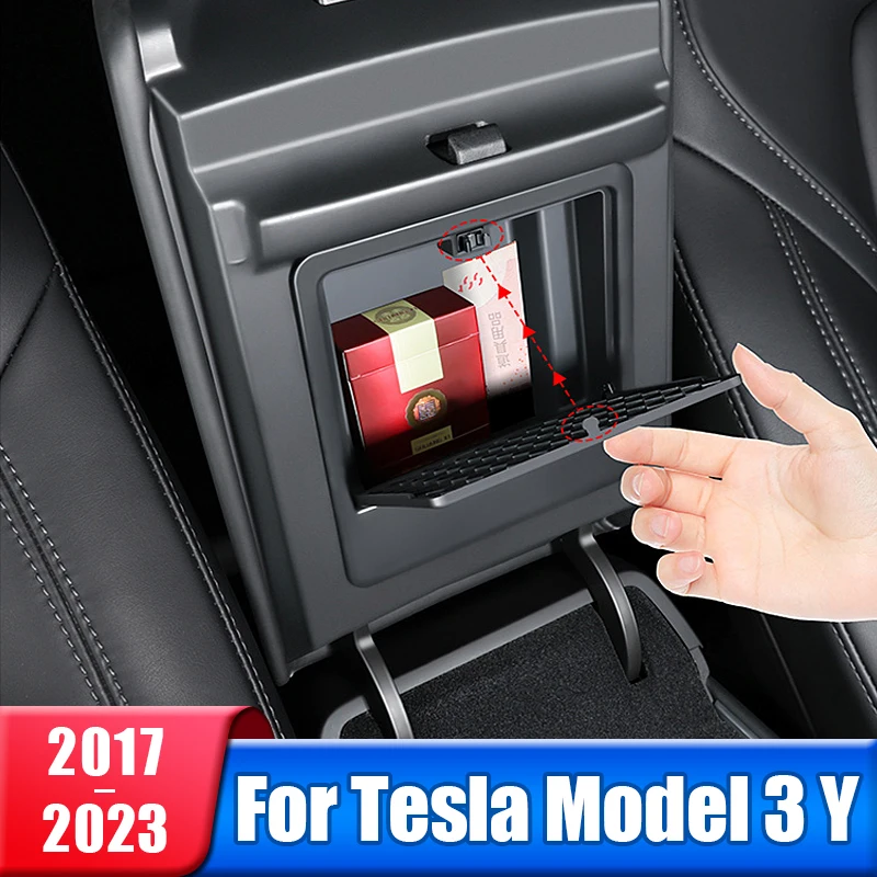 

Center Console Organizer For Tesla Model 3 Y 2017- 2021 2022 2023 Car Armrest Box Hidden Storage Box Concealed Tray Accessories