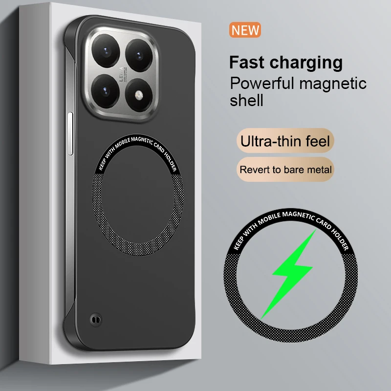 Ultradünne, rahmenlose, magnetische, kabellose Lade-Hart-PC-Telefonhülle für Xiaomi 17 Pro Max 15T 14T Pro 15 Ultra für Magsafe Cover