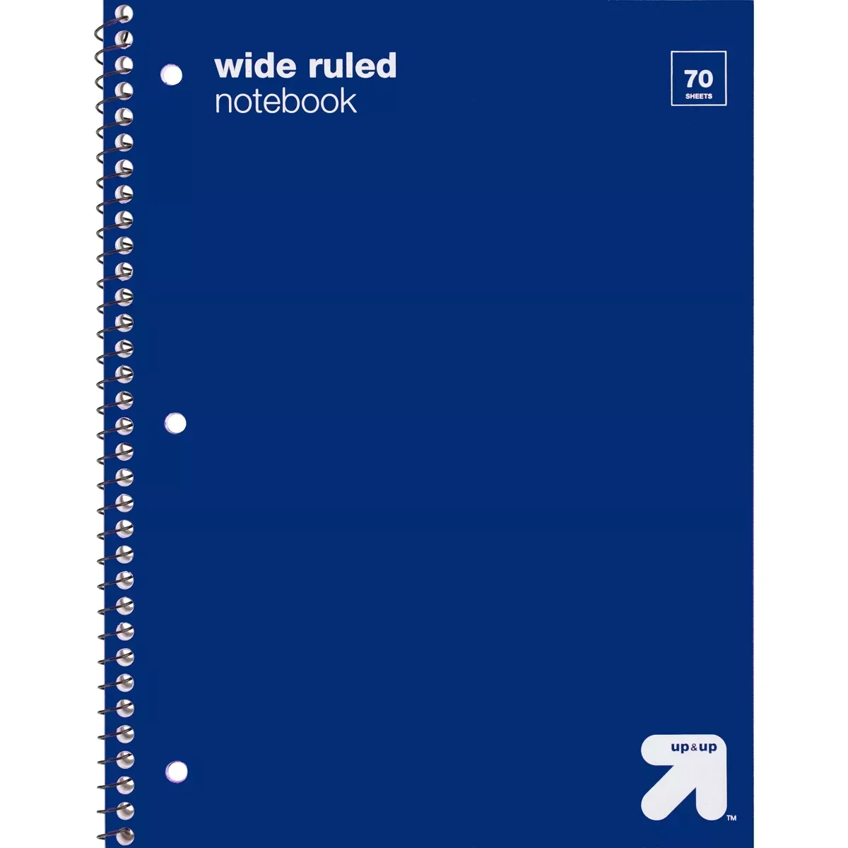 

Wide Ruled Blue 1 Subject Flexible Plastic Cover Spiral Notebook - up&up™: 3 Hole Punched, Perforated, Tween, 70 Pages