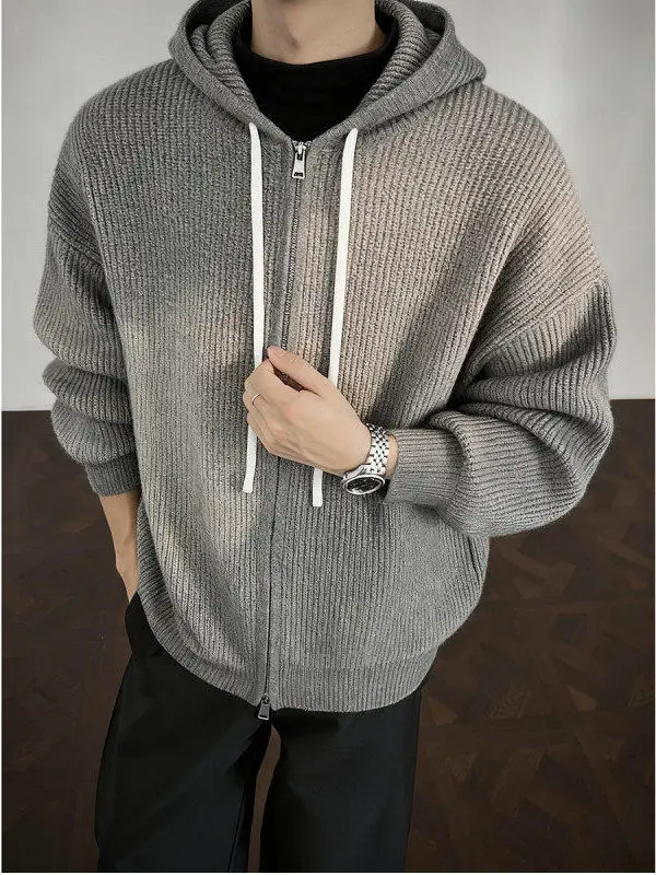 

Мужской утепленный вязаный свитер-худи Cleanfit: осенне-зимний, повседневный, с длинным рукавом, дышащий, приятный к коже