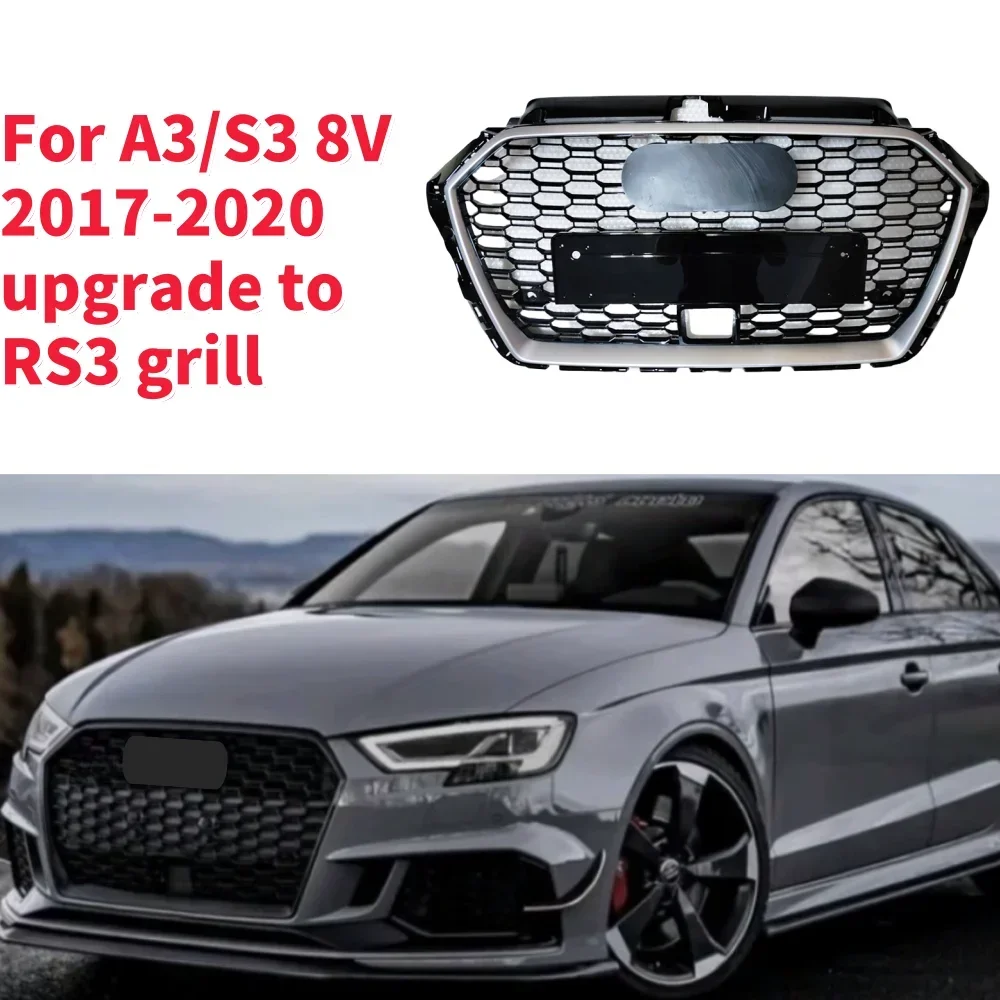 Racing Grills Front Hood Grille Car Front Bumper Grill Center Grille for RS3 Grill for A3/S3 8V 2017-2020 With ACC