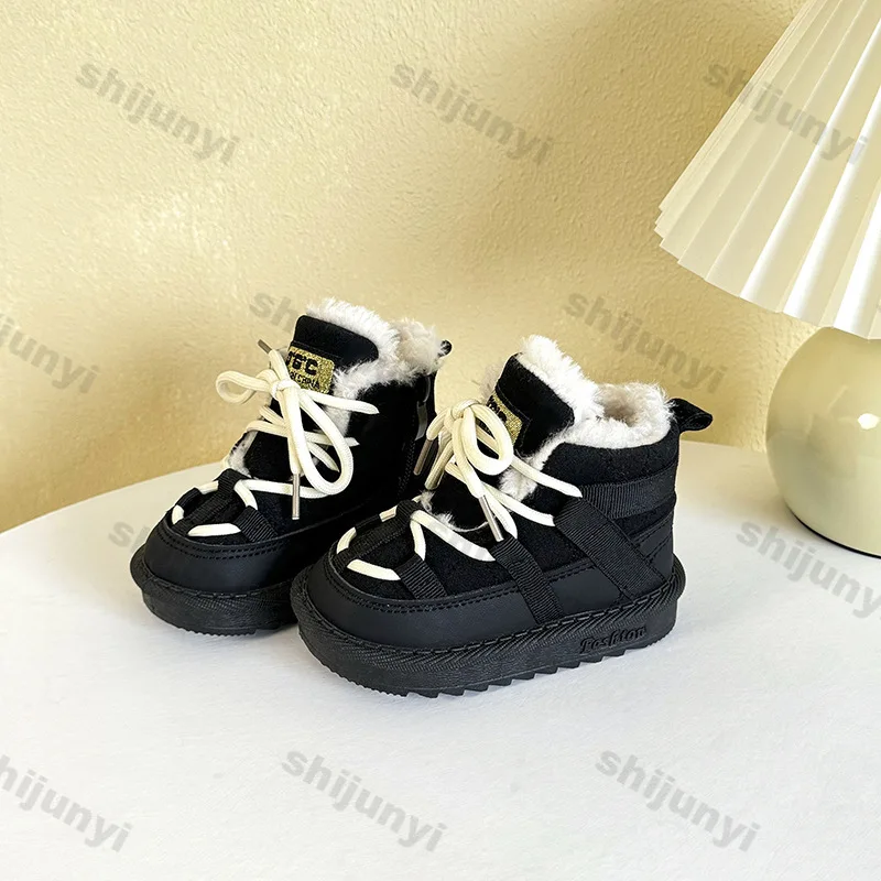 Scarpe in cotone per bambini Casual Fondo morbido antiscivolo Moda Ragazze Ragazzi Stivali da neve in cotone Bambini Inverno Suole spesse Scarpe in cotone caldo