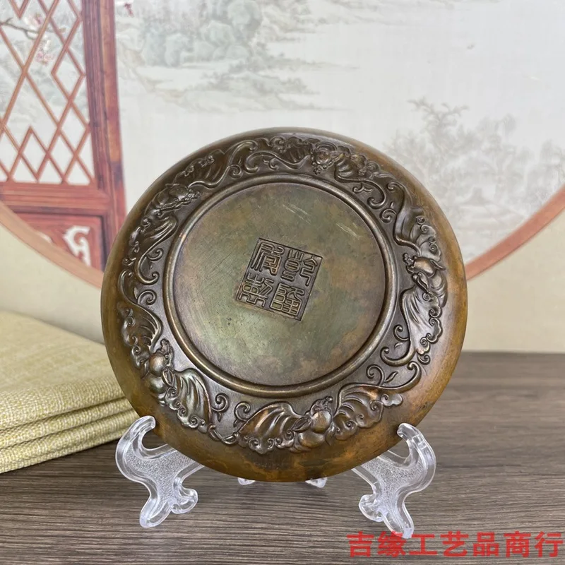 Vintage Antique Imitation Handicraft Dish Home Decoration Ornament Hundred Blessings Plate with Stand