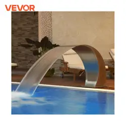 VEVOR Fuente Cascada para Piscina Acero Inoxidable, Fuentes de Piscina de Plata, Fuente Estanque con Tamaño de 60x30 cm / 40x20 cm