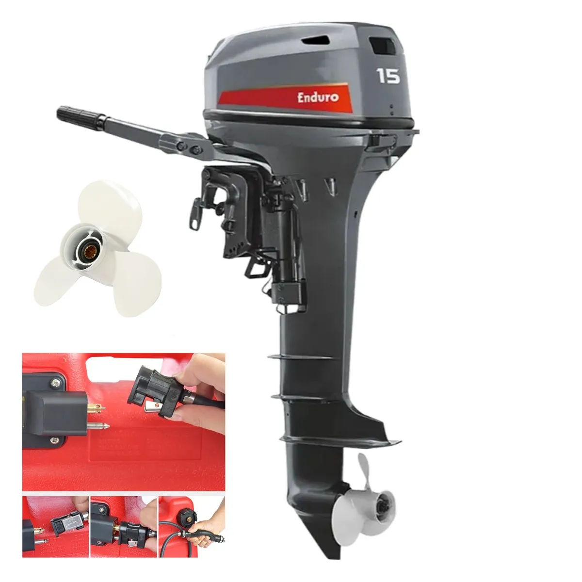 New  E15DMHS 15HP Outboard Motor - Complete With F-N-R Gear, 4-Position Trim, 2.08 Gear Ratio, Ready To Run