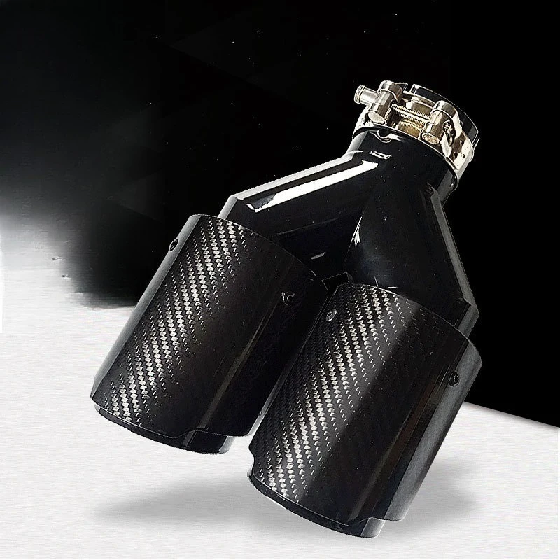 

Y-type double exhaust pipe car modification carbon fiber 63-89 black paint car supplies tail mouth tail throat