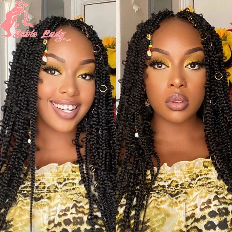 36 Inch Synthetic Butterfly Locs Braided Wigs Heat Resistant Silky Full Lace Box Braids Wigs Knotless Braid Wigs for Black Women