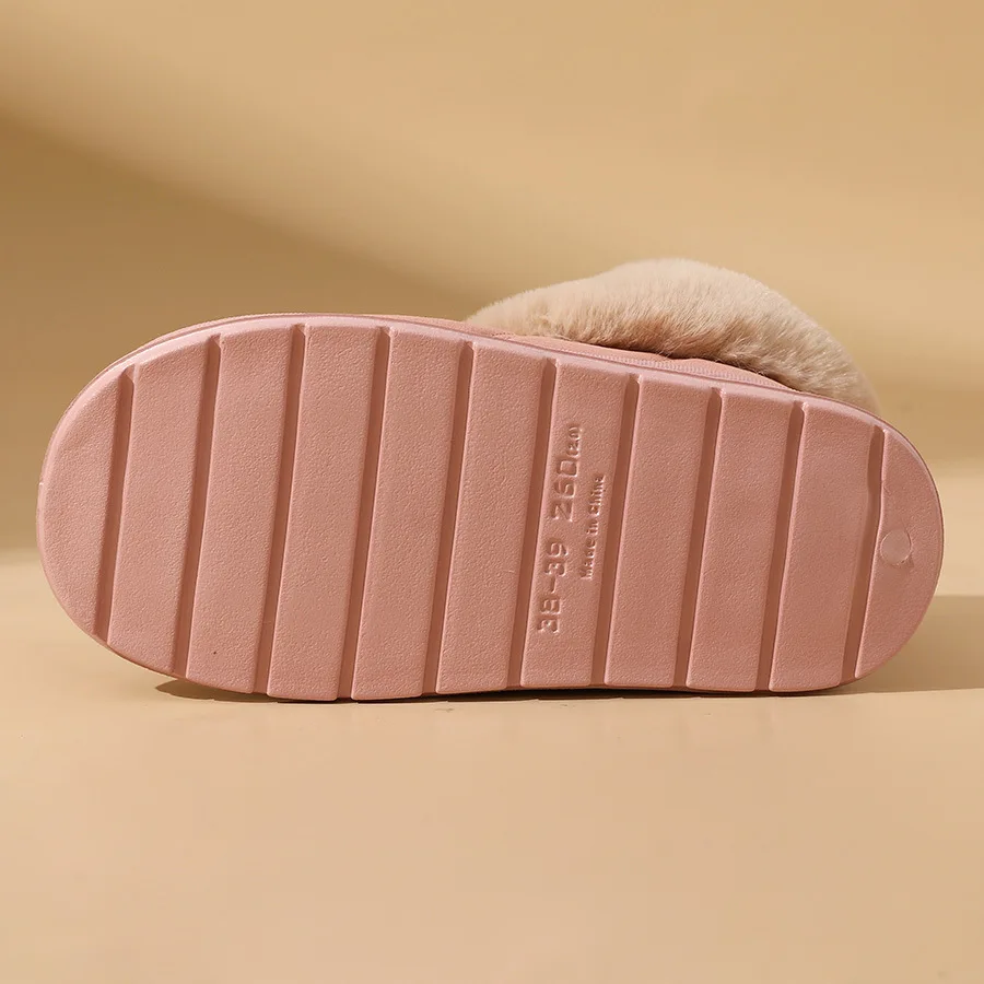 2025 الوردي فو الفراء الشتاء أحذية المنزل النساء جديد فو الجلد المدبوغ الثلوج أحذية بوت قصيرة أفخم امرأة عدم الانزلاق سميكة القاع الدافئة مبطن الأحذية