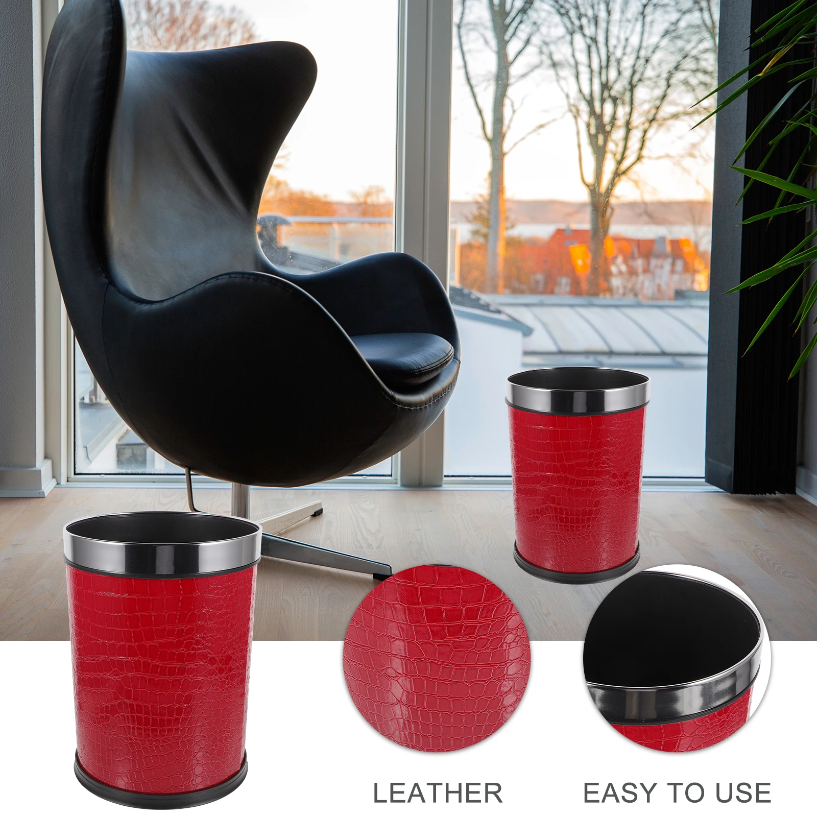 

Large Capacity Trash Can Portable Garbage Bin for Bedroom Office Bathroom Kitchen Container