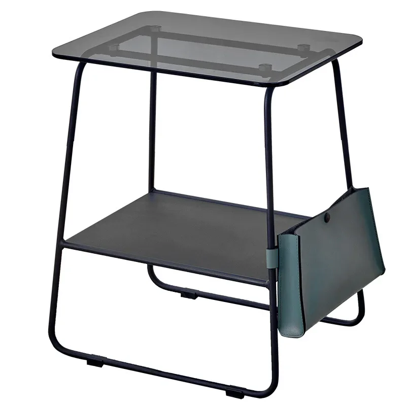 

Nordic simple sofa side few small apartment coffee table table mini square bedside table shelf metal glass corner few