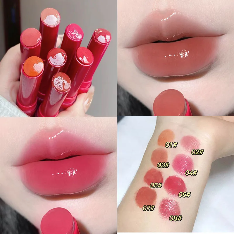 Mirror Water Light Lip Gloss Jelly Lipstick Pencil Long Lasting Moisturizing Solid Lip Tint Balm Women Make Up Beauty Cosmetics