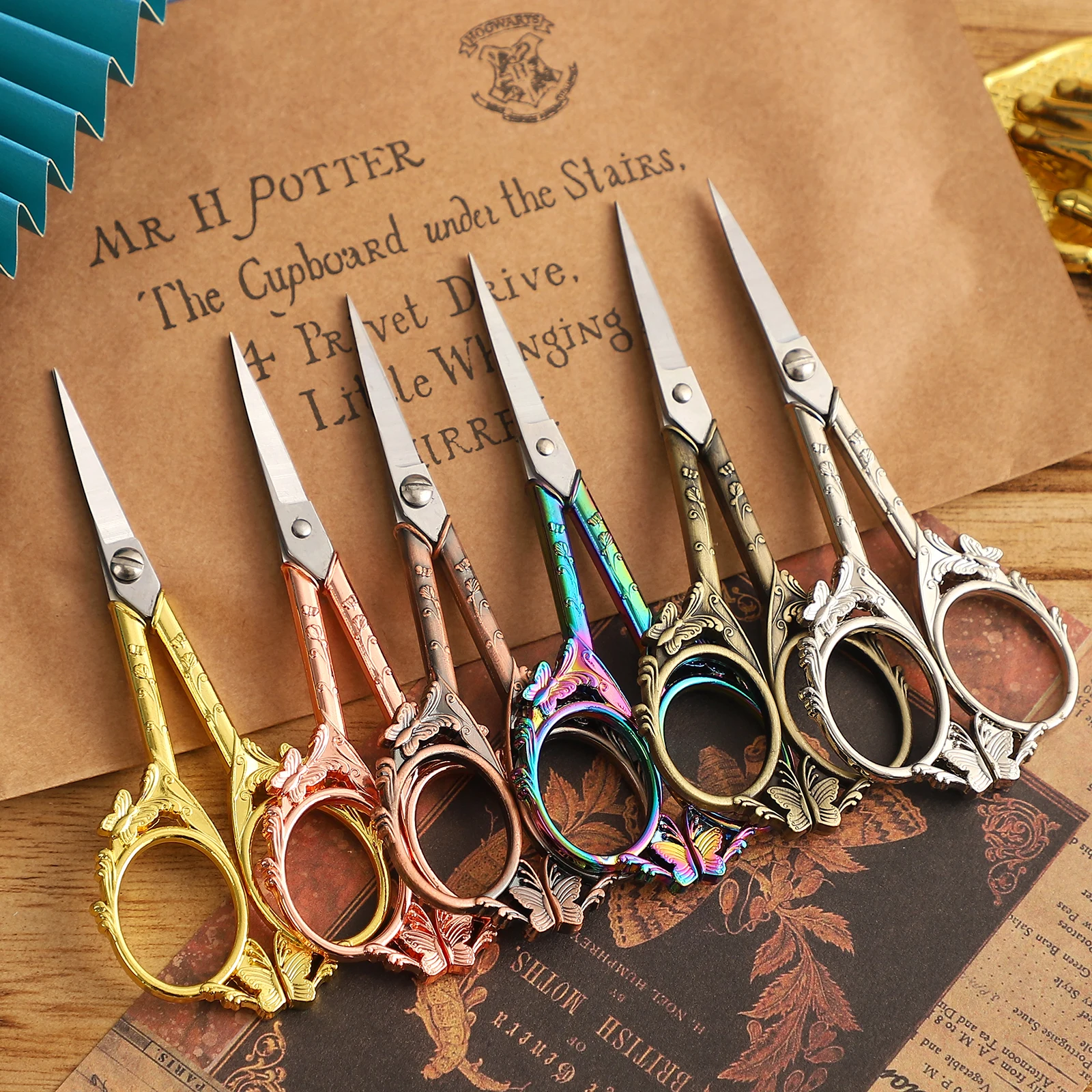 

1 Pc Butterfly Shape Vintage Stainless Steel Small Scissors Creative Manual Cutting Stationery Student Supplies Tools