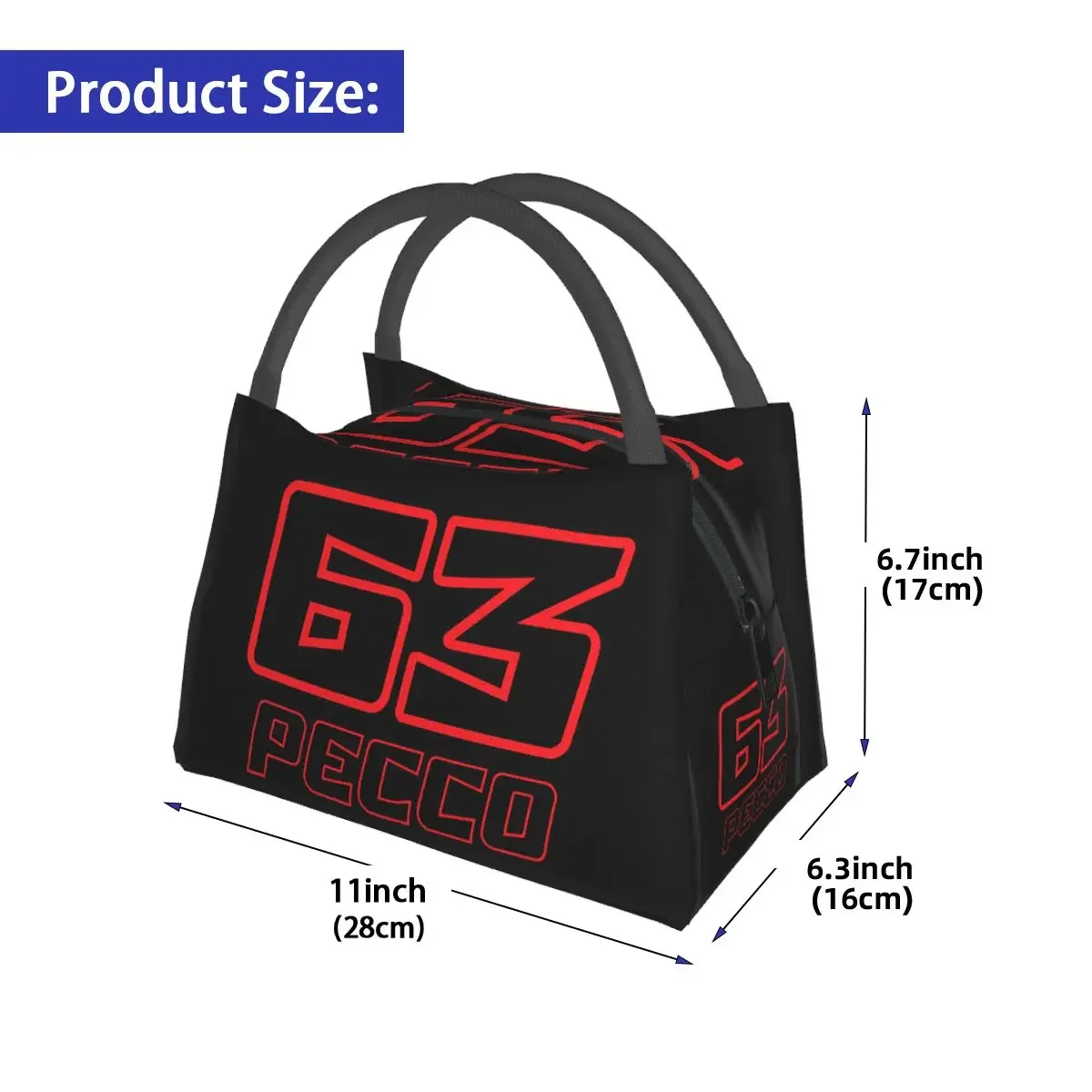 Pecco Bagnaia 63 Lunch Bags Insulated Bento Box Waterproof Lunch Tote Picnic Bags Cooler Thermal Bag for Woman Kids Travel