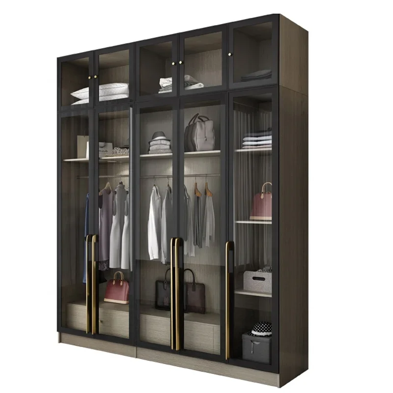 # Modern Home Glass Walking Closet Doors Wooden Cupboard With Showcase Designs
