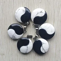 Good quality hot sell natural stone Tai Chi Yin Yang Charms pendants for jewelry making 6pcs/lot Wholesale fast shipping