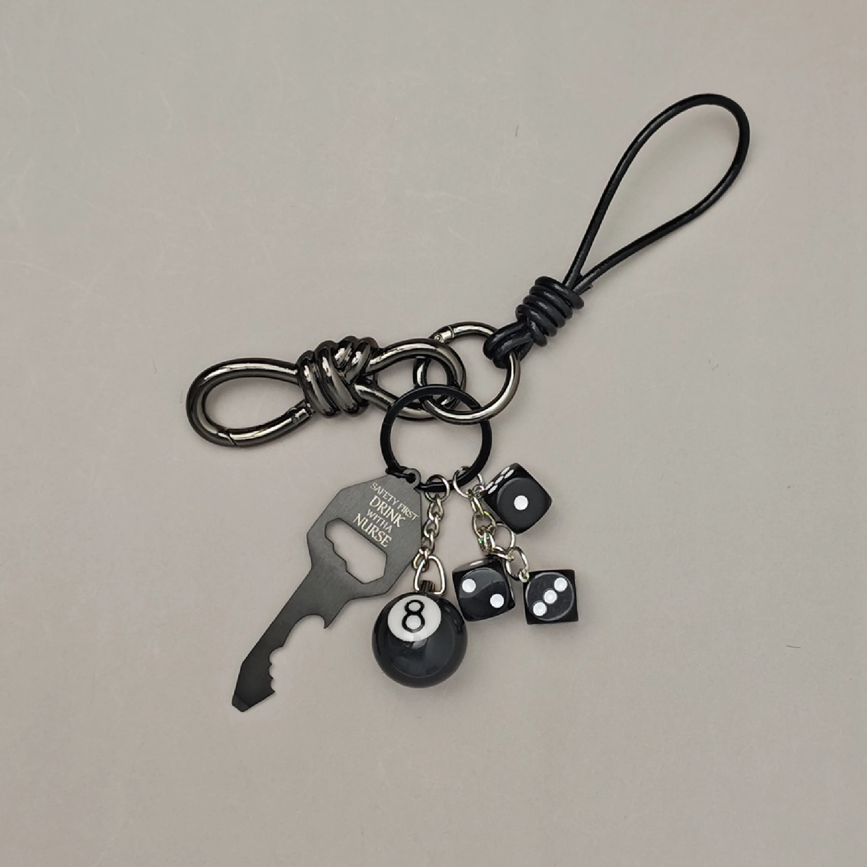 3D Black No 8 Billiard Car Keychain Knot Original Lucky Dice Opener Fashion Creative Women Men ESSENTIAL Pendant Gifts