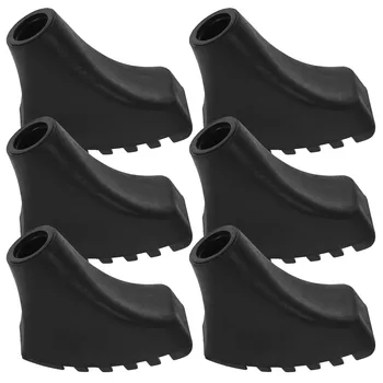 트레킹 폴 고무 팁 목발 팁 미끄럼 방지 지팡이 발 커버 워킹 스틱 버퍼 교체 팁, 하이킹 스틱용 엔드, 6 개