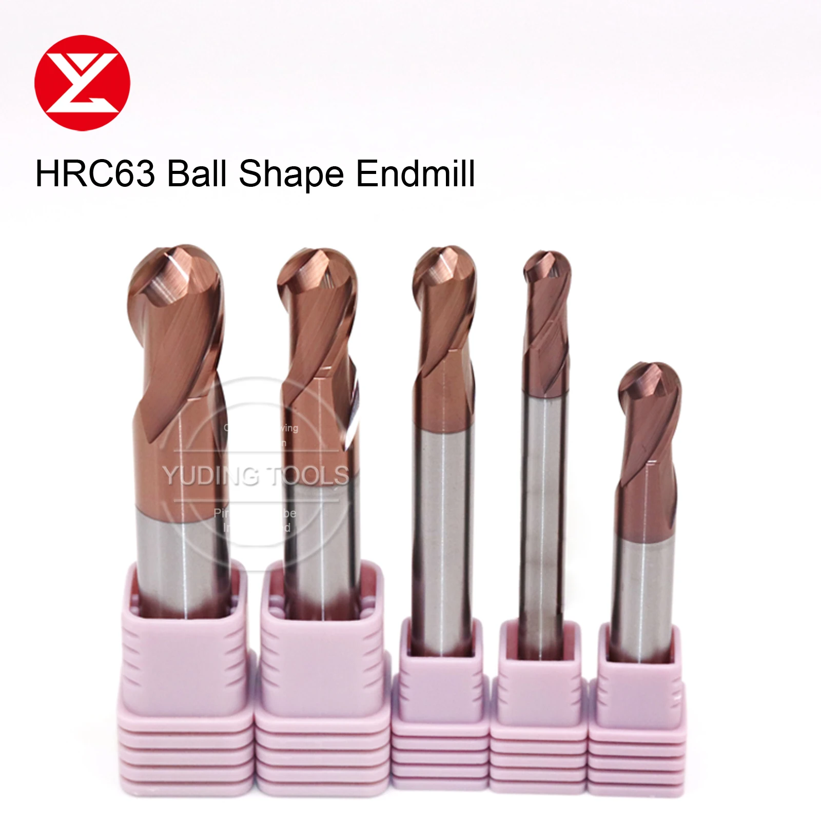 CNC HRC63 2 플루트 볼 모양 솔리드 카바이드 엔드밀 R3 R4 R5, 강화 밀링 커터 용 코팅 포함 재료 라우터 절삭 공구