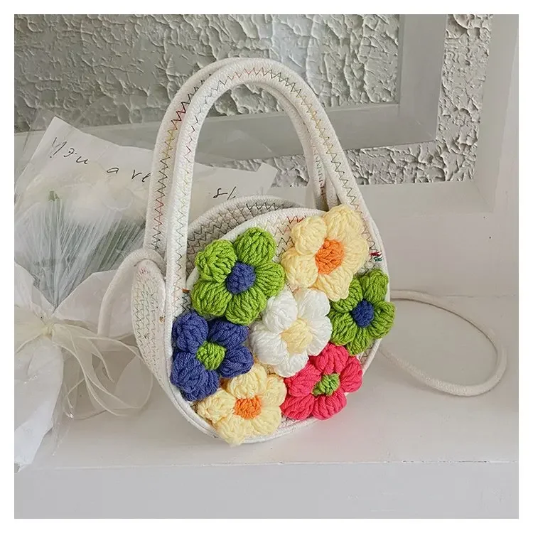 Women Bag Women Bag 3Dflower Mixed Colors Sweet Lovely Flower Fashion Beach Casual Open Pocket Girls Bag