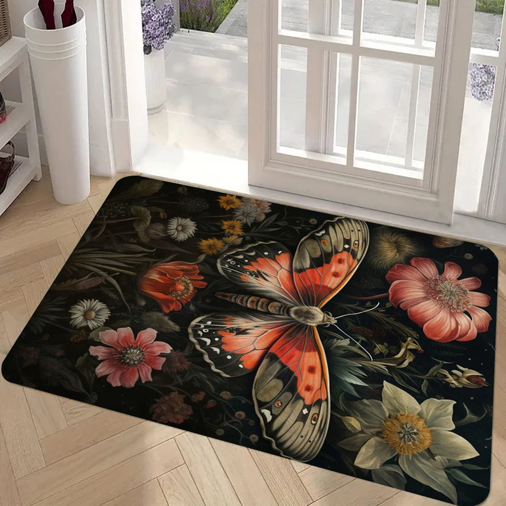 

Botanical Butterfly Floor Mat Baby's Room Bedroom Rug Living Room Balcony Hallway Bathroom Carpet8.19