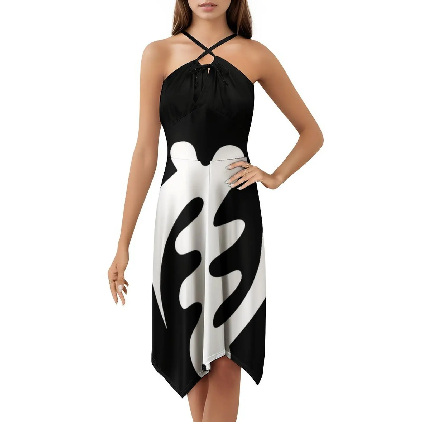 فستان Gye Nyame باللون الأبيض بتصميم أفريقي من Adinkra للسيدات ملابس الشارع الشهير ملابس نادي مطبوعة عصرية للإناث Gye