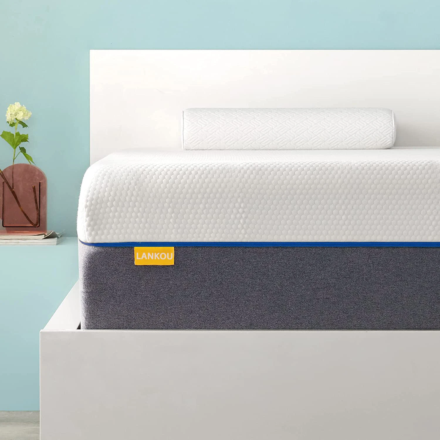 LANKOU Mattress 7 Zone Cold Foam Mattress 4-in-1, Orthopaedic Mattress Made of Ergonomic Breathable Memory Foam with Replacement