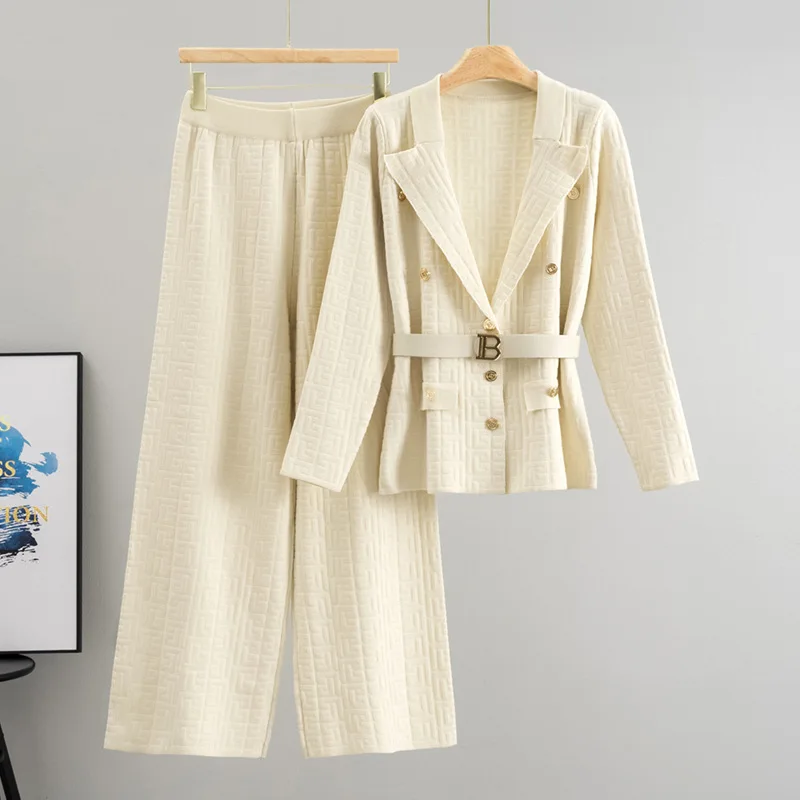 Women Sweater Wide Leg Pant Two Piece Set Muslim Knitted Pullover Casual Knit Outfits Suits Musulman Ensemble Autumn Winter 2025