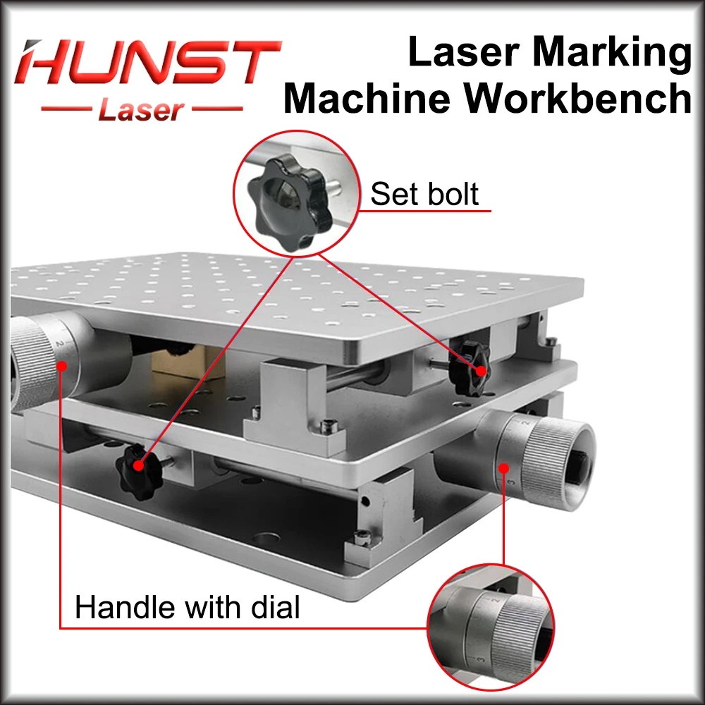 HUNST 2 Axis Moving Table Portable Cabinet Case XY Table for Laser Marking Engraving Machine 300X220mm/210X150mm/300x300mm