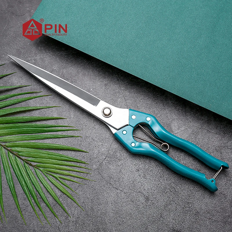 

PIN Sharp Stainless Steel Sewing Scissors 33cm/12.99in Blue Non-Slip Handle Heavy-Duty Tool for Leather & Crafting Fabric Cutter