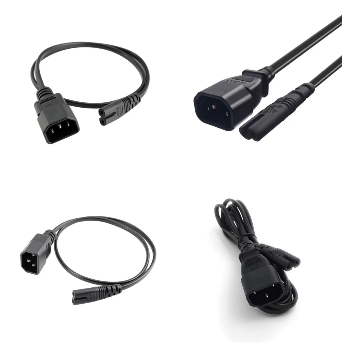 0.3 mt/1 mt/2 mt standard molded IEC 320 C14 internal thread to IEC C7 plug AC power adapter cable extension cable