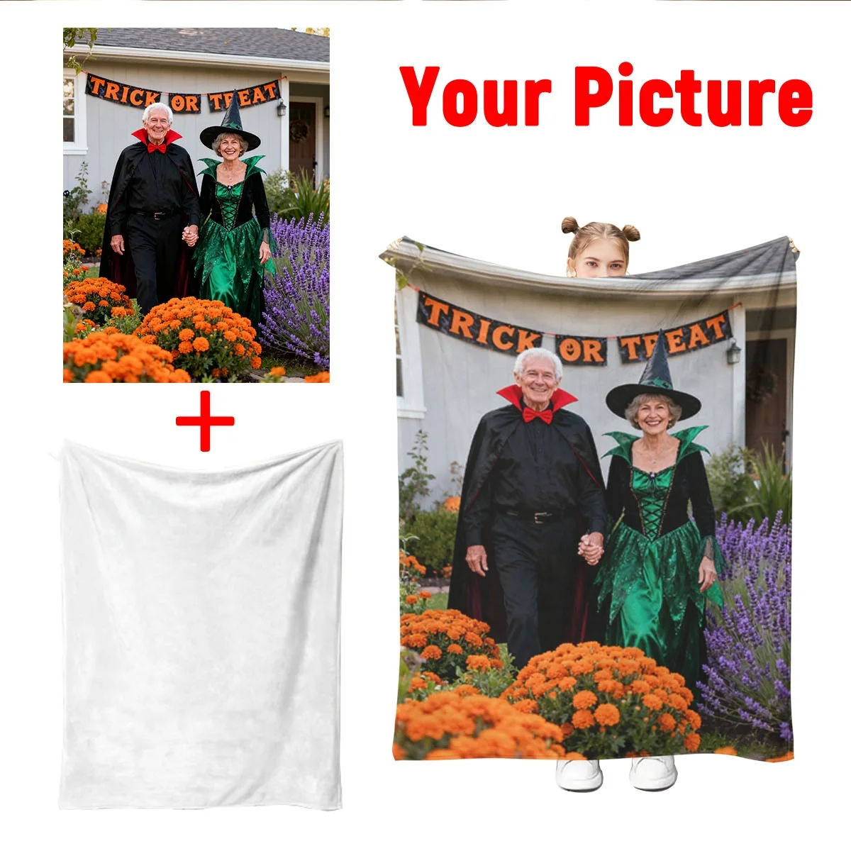 Maßgeschneiderte Halloween-Paar-Jubiläums-Flanelldecke – mit personalisiertem Datum + Weihnachtsmuster, konstante Temperatur, maschinenwaschbar, nicht verformbar, geeignet für Bett im Schlafzimmer,