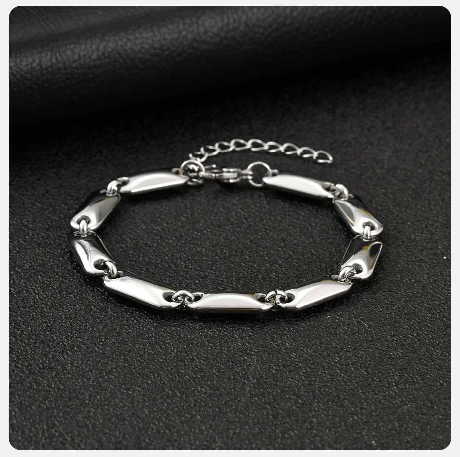 Vnox Silberfarbene Gliederarmbänder für Herren, Edelstahl, verstellbar, 18–23 cm Länge, modisches Hip-Hop-Armband für Männer und Jungen, Geschenk für Papa – Detail 5