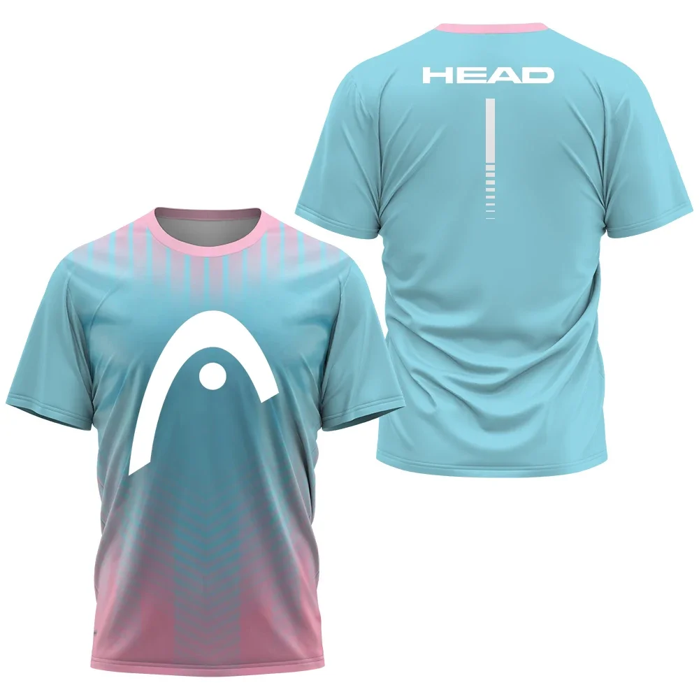 New Head 3D letter gradient printed t-shirt da uomo outdoor tennis sportswear casual girocollo a maniche corte top summer