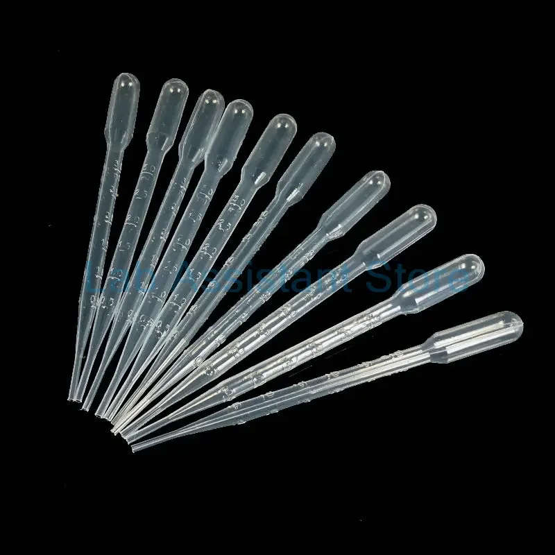 100/200/300/500/1000pcs Laboratory Clear 3ml Plastic Graduated Pipette, Plastic Dropper, Disposable Pasteurized Pipette