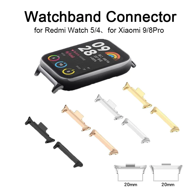 1 пара для Xiaomi Redmi Watch 5 4, универсальный ремешок для часов 20 мм 22 мм, ремешок для часов, разъем адаптера для Xiaomi Mi Band 9 8 Pro