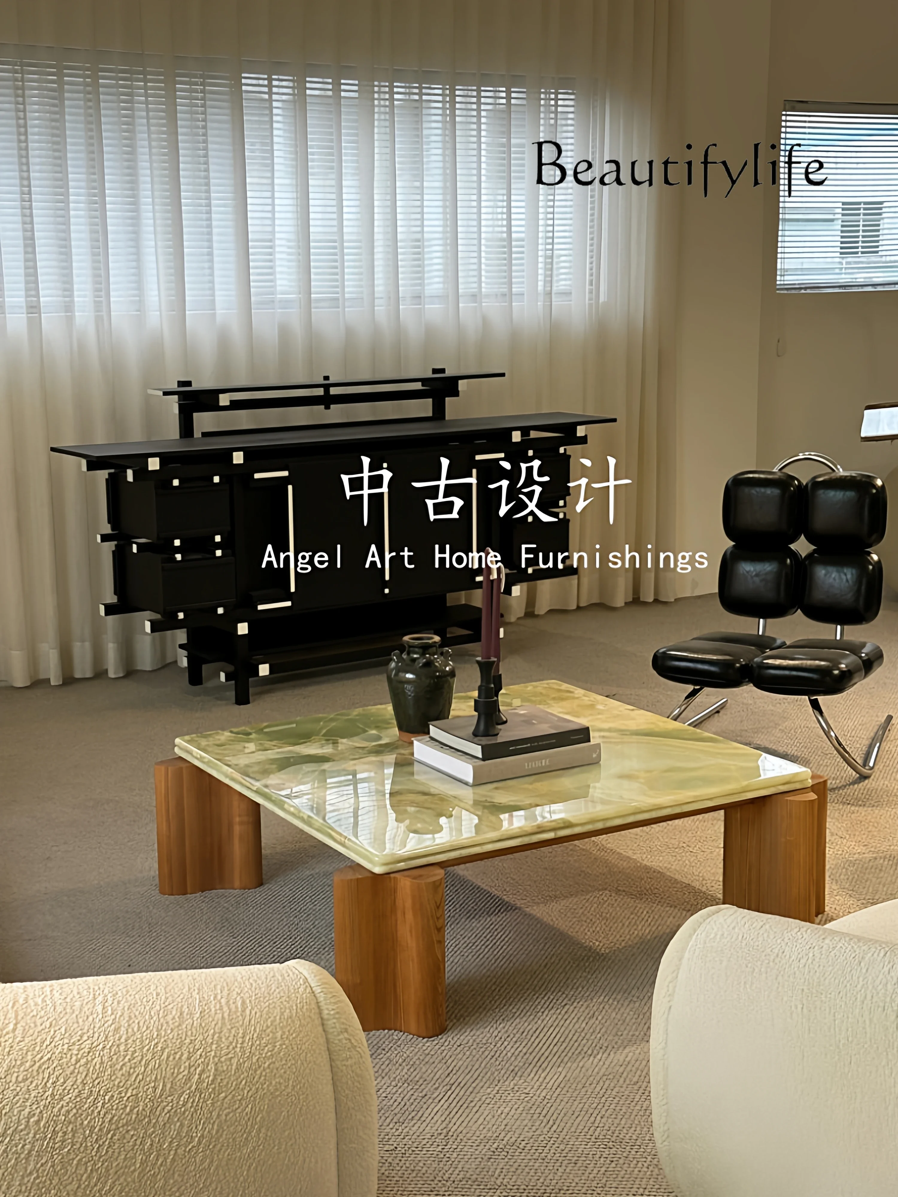 طاولة قهوة من الخشب الصلب والرخام المنزلي مصممة من العصور الوسطى، طاولة قهوة فاخرة لغرفة المعيشة على الطراز الفرنسي القديم