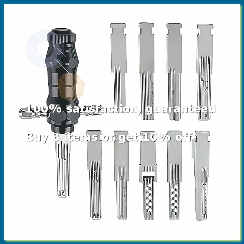 A49I-Tubular Lock Pick Set:9-in-1 Unlocking Tool with Interchangeable Stainless Steel Keys,for Locksmiths & DIY Use