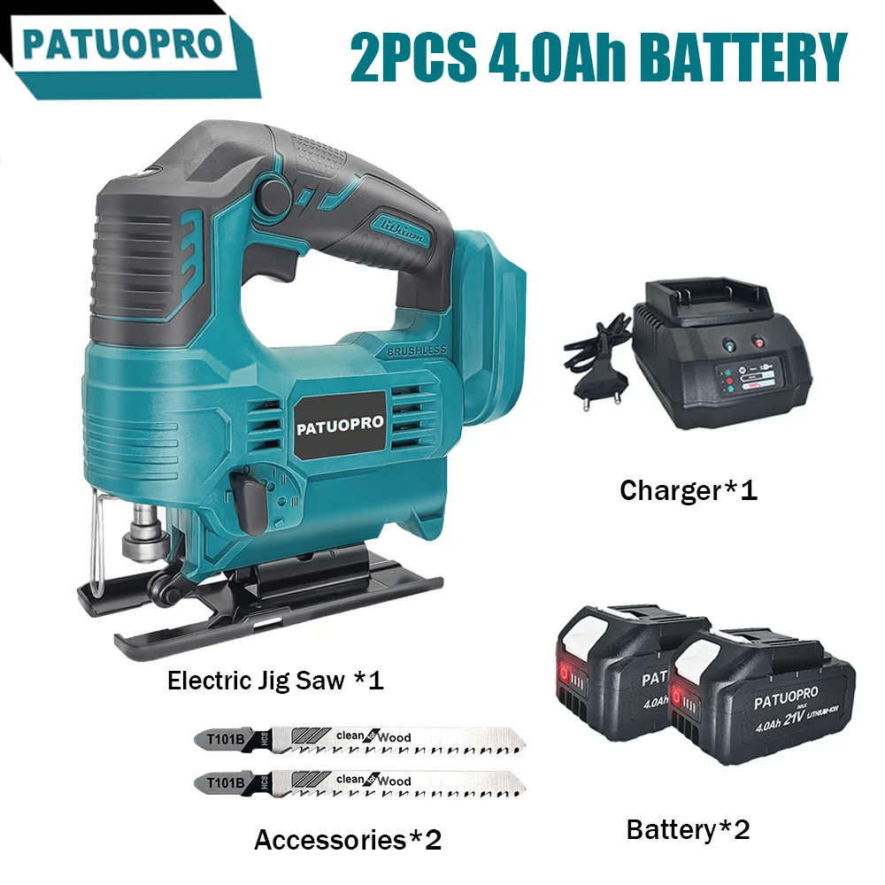 

Бесщеточный электрический лобзик, быстрое регулируемое лезвие для деревообработки, беспроводной, 4 переменных скорости, 65 мм, электроинструмент для батареи Makita 18 В