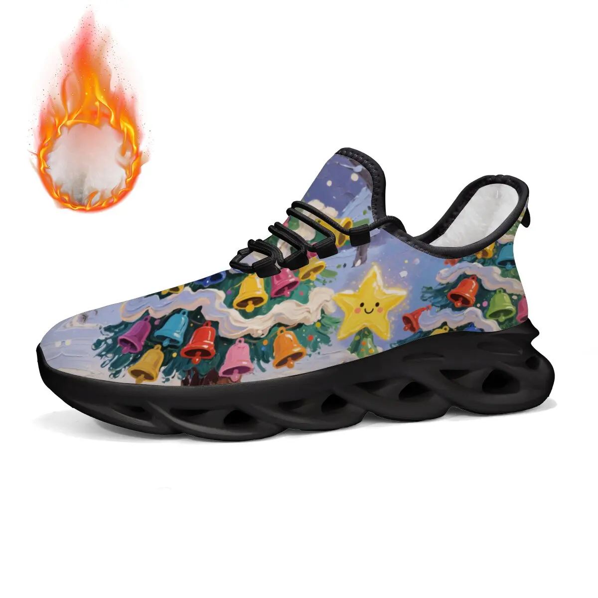 

Рождественский мультяшный узор, праздничная атмосфера, легкая вязаная обувь на шнуровке с принтом, повседневная спортивная обувь большого размера для родителей и детей