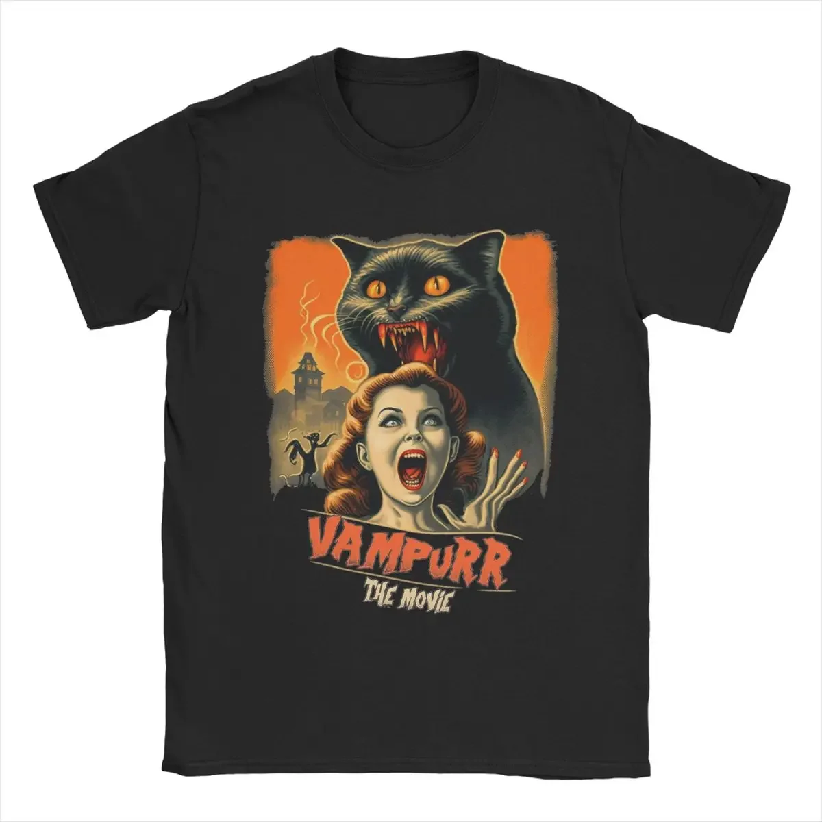 Vampurr-Camiseta de gato de película para hombre, camisa de ocio de manga corta con cuello redondo, Tops gráficos de gran tamaño 6XL