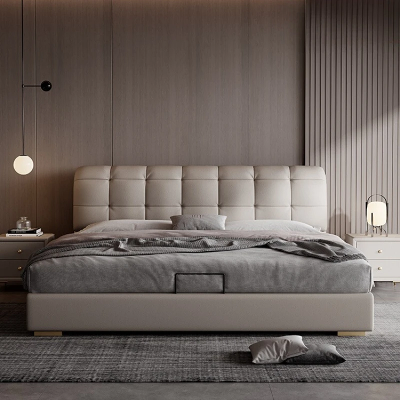 

Кожаная двуспальная кровать 200x220 см. Удобная минималистичная креативная современная кровать. Роскошная элегантная мебель для спальни Camas Mothermas.