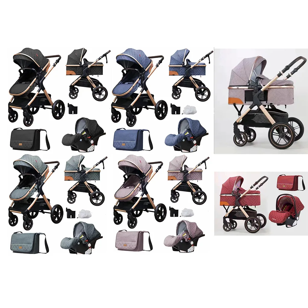 Deluxe 3 in 1 Foldable Travel System Full Size Jogging Bassinet combo Lightweight Strollers Car Seat Carrier stroller