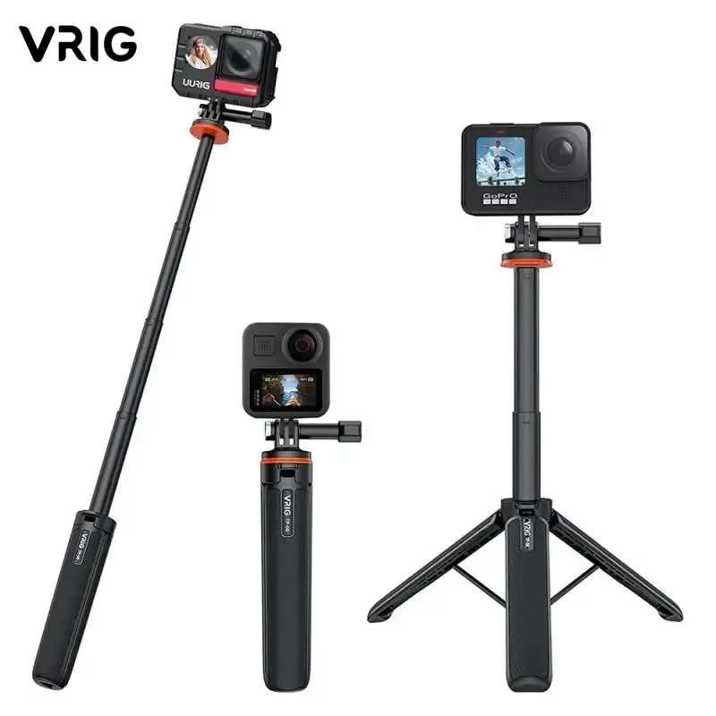 New Aluminum Extend Selfie Stick Tripod Mini Portable Vlog Tripod for Gopro Hero 12 11 10 9 8 7 6 Osmo Action Insta 360 One R X3