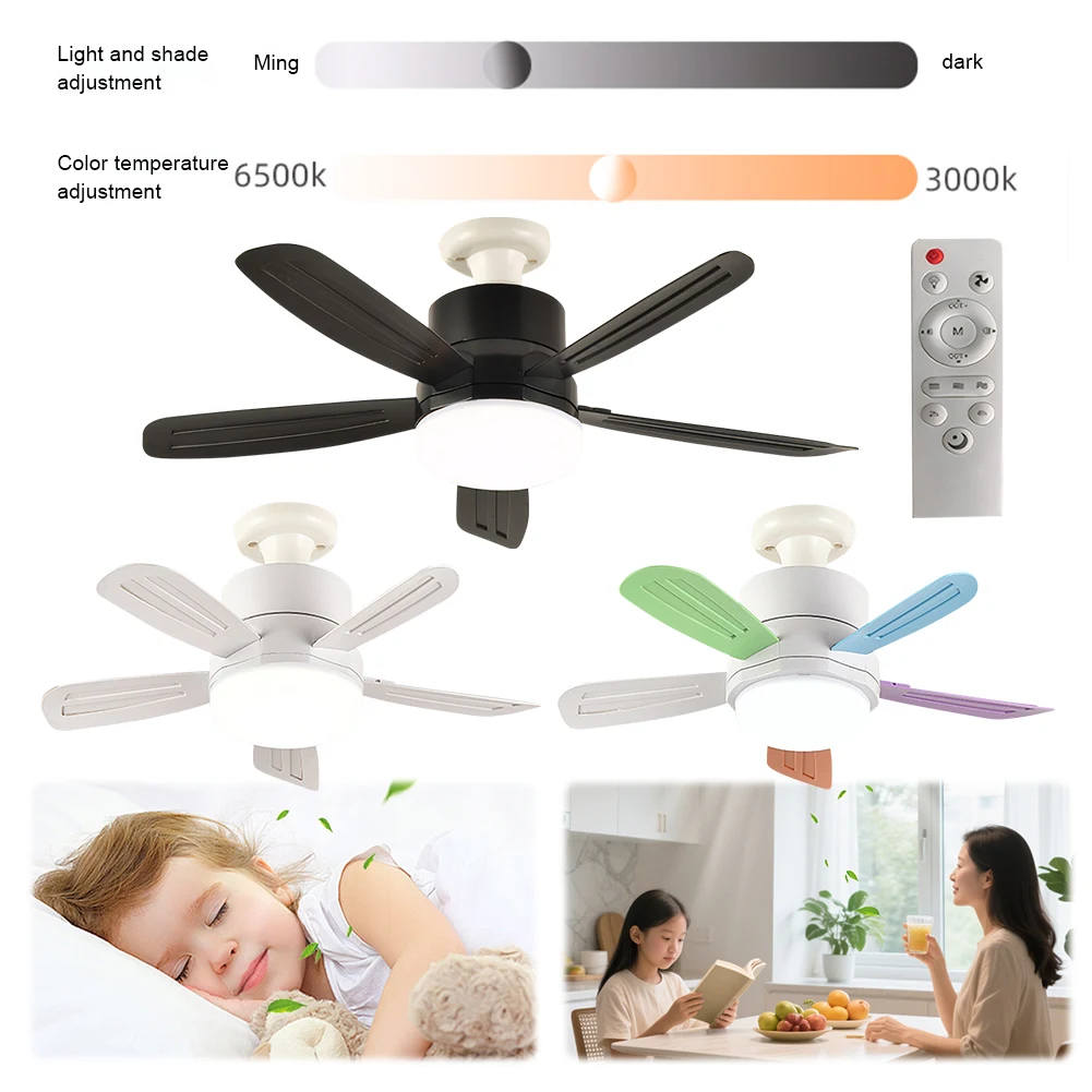

Silent Ceiling Fan with LED Light Remote Control Electric Cordless Fan Universal Dimming Fan for Dining Room Bedroom Living Room