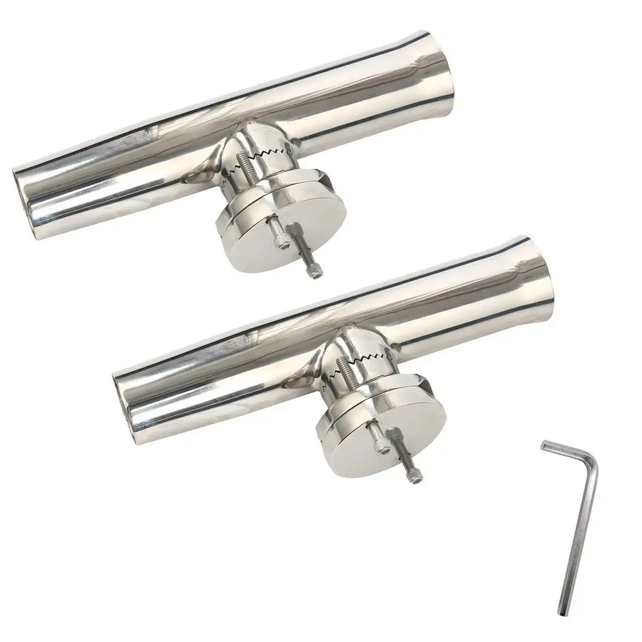 

2Pcs Fishing Rod Holder, Stainless Tournament Style Clamp on Rod Holder, Rail Mount Fishing Pole Holder for Rails 11 4 to 2