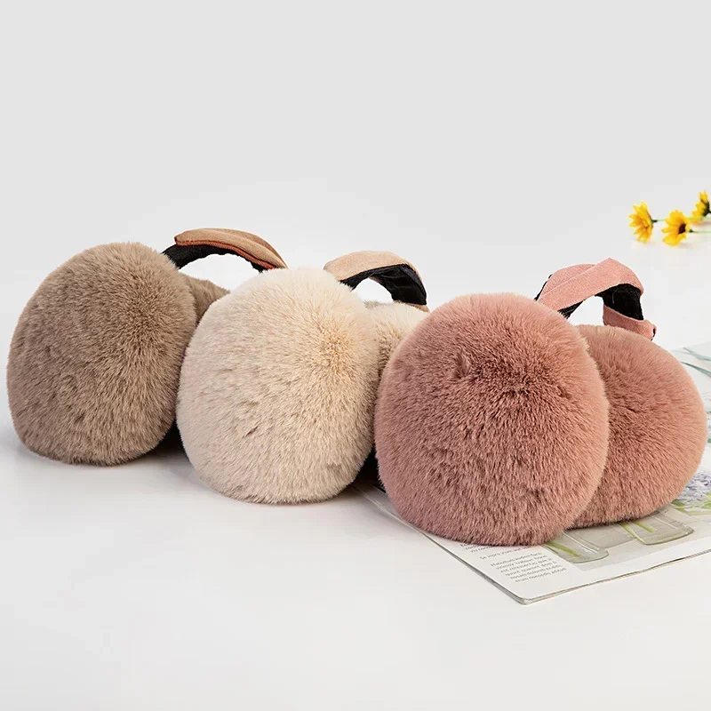 แฟชั่น 2 สี Hairband ฝาครอบหู,Soft Plush Ear Muffs,กลางแจ้ง Thicken พับได้,สาว Kawaii, ผู้หญิงฤดูหนาว WARM