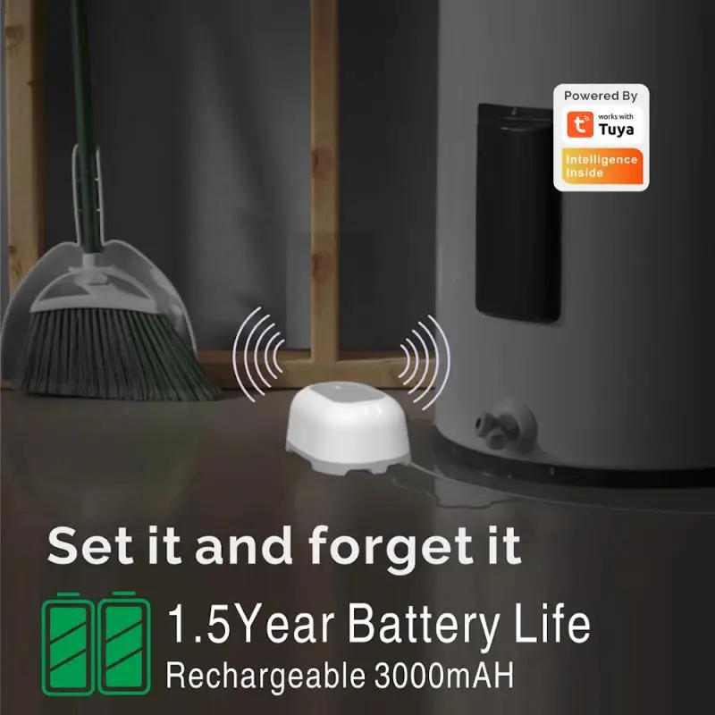 Sondas de vazamento duplas com controle por aplicativo, alarme de segurança residencial inteligente carregável, tuya, wi-fi, sensor de vazamento de água, multifuncional, 100db, novo