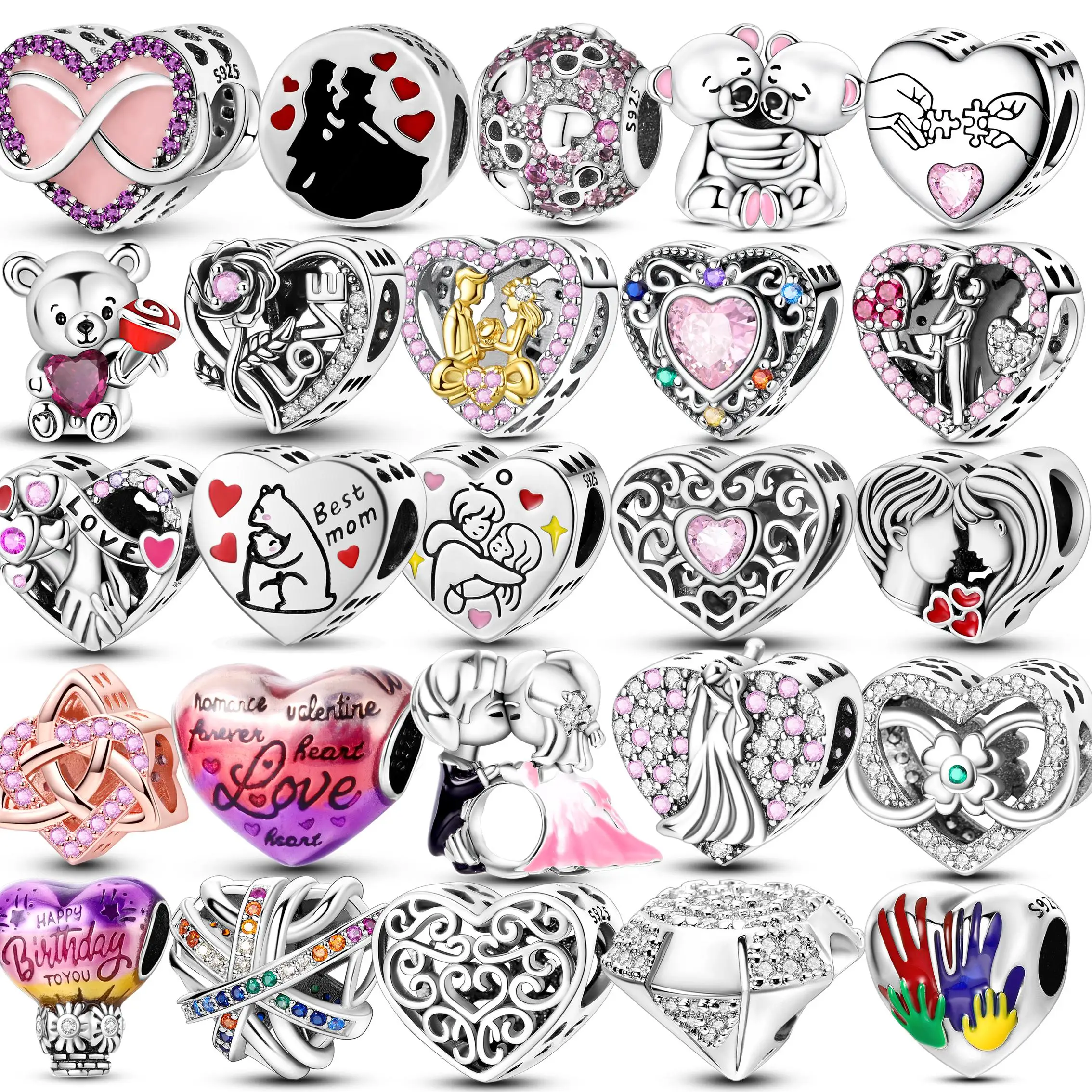 925 Sterling Silver Infinite Love & Friendship Beads Charms Pendent Jewelry Fits 925 Original Bracelet Diy Gift For Women