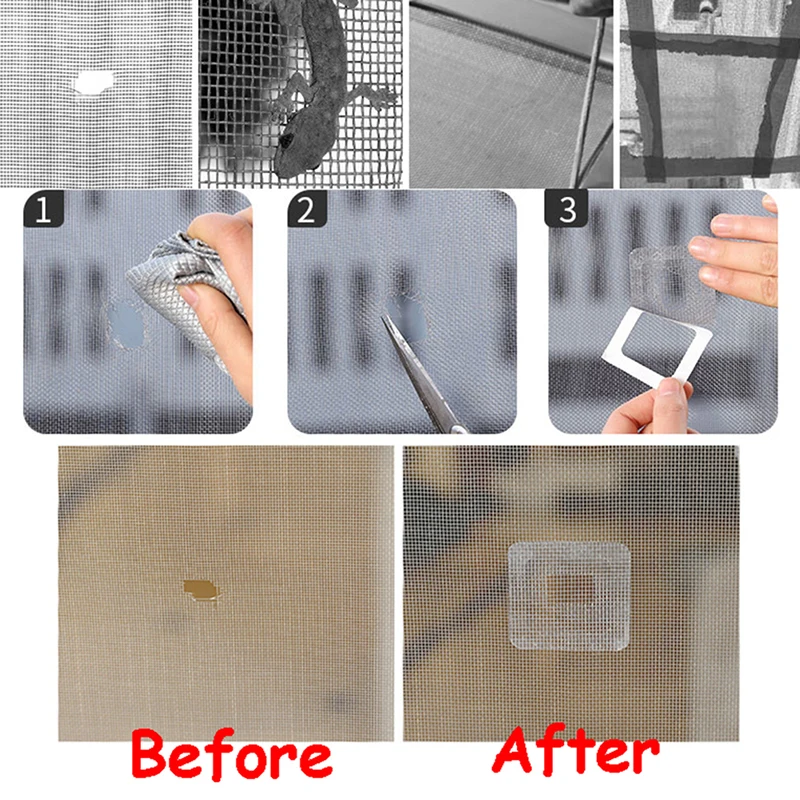 C 9/15PCS Window And Door Screen Repair Tape Grey Window Net Door Mesh Bed Canopy Patch Up Hole Mend Long Crack Mosquito Fix Net view 3